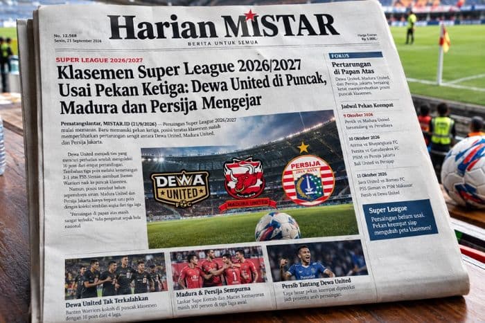 klasemen_super_league_20262027_usai_pekan_ketiga_dewa_united_di_puncak_madura_dan_persija_mengejar