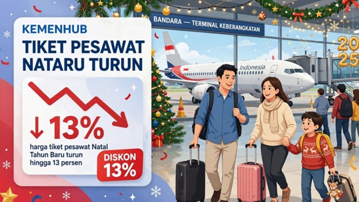 kemenhub_pastikan_tiket_pesawat_nataru_20262027_turun_13_persen_berlaku_22_desember_10_januari_